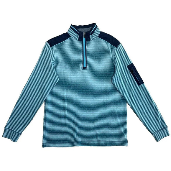 BUGATCHI Sweater Mens Medium Quarter Zip Pullover Stripe Designer Quality - Picture 1 of 16